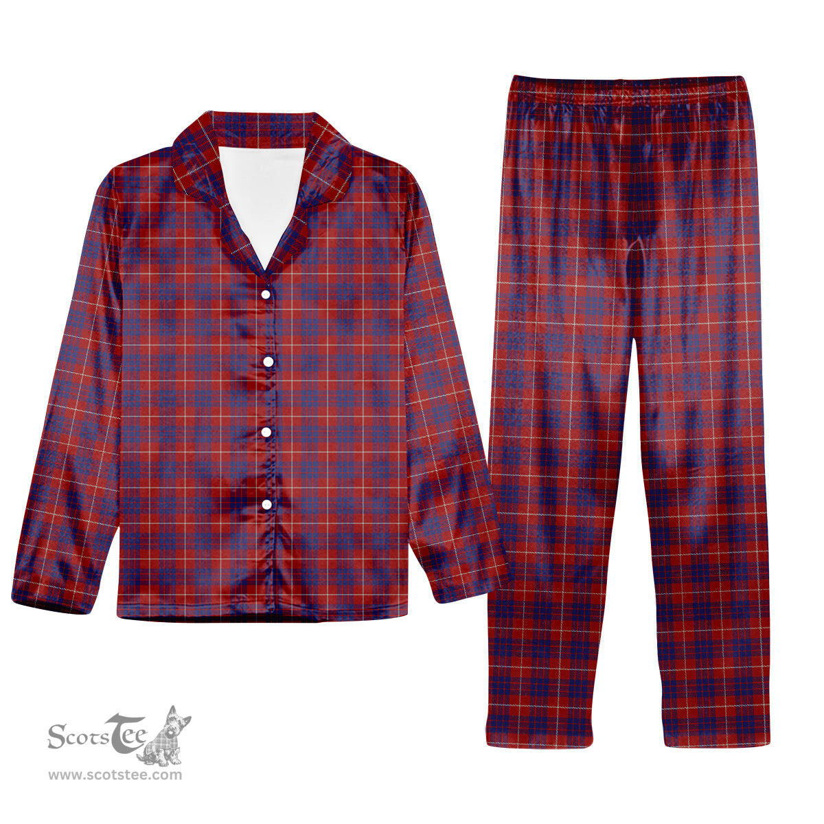 ScotsTee Shop Scottish Hamilton Tartan Pajama Satin Velvet Flannel Pajama Set