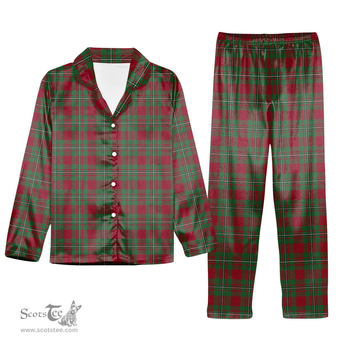 ScotsTee Shop Scottish Gregor of Cardney Modern Tartan Pajama Satin Velvet Flannel Pajama Set