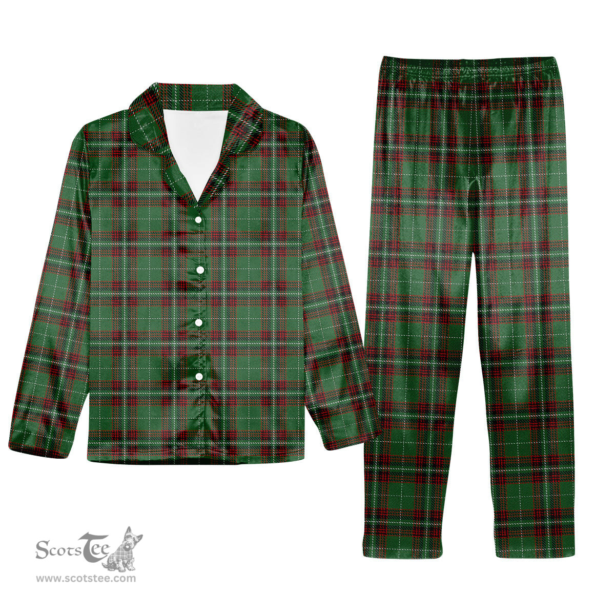 ScotsTee Shop Scottish Kiernan Tartan Pajama Satin Velvet Flannel Pajama Set