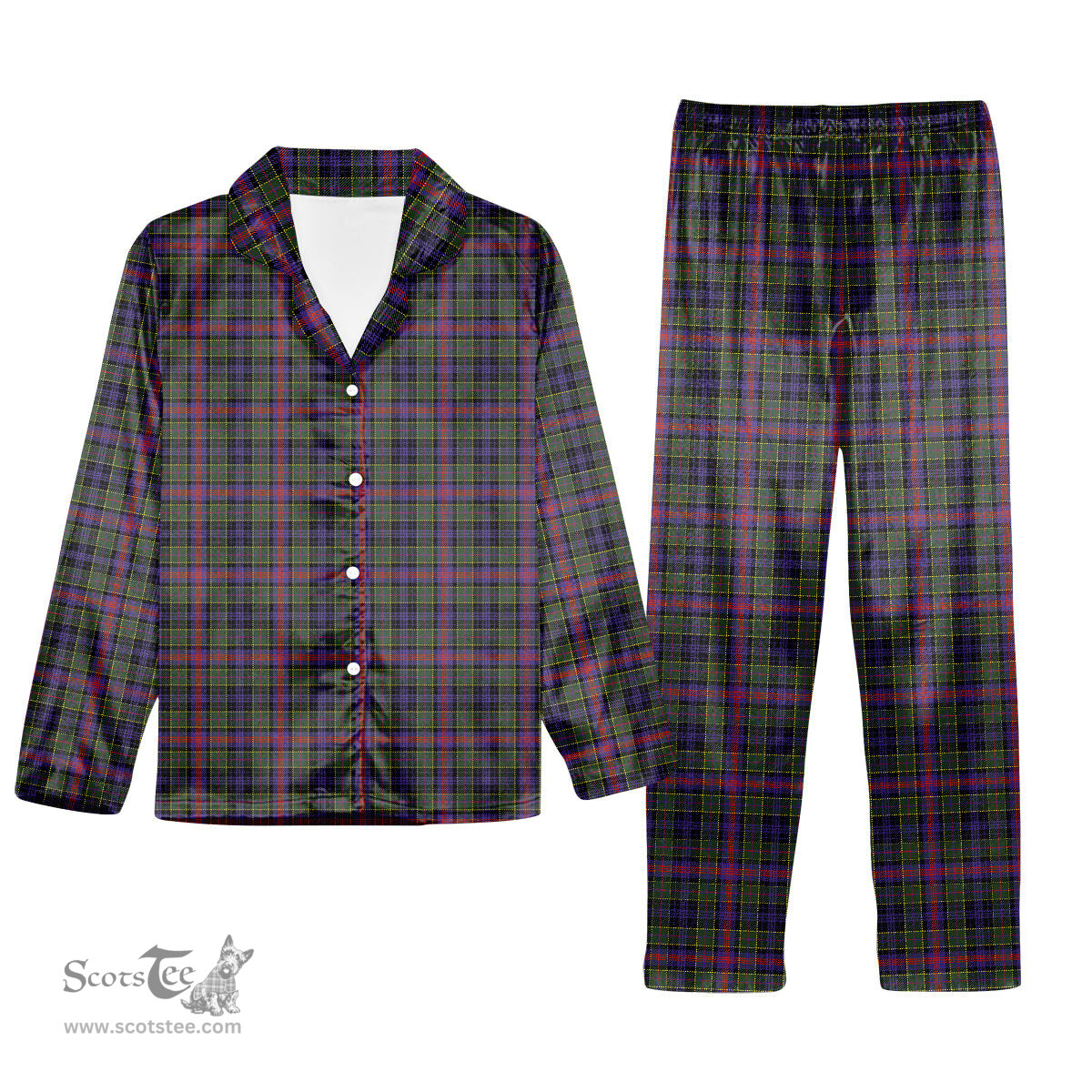 ScotsTee Shop Scottish Graham of Airth Modern Tartan Pajama Satin Velvet Flannel Pajama Set