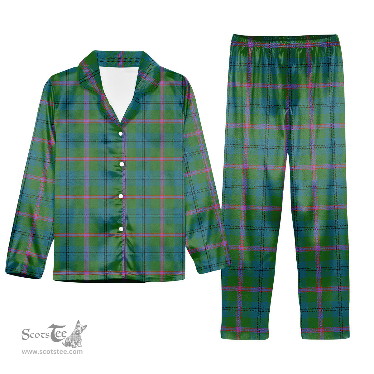 ScotsTee Shop Scottish Laurie (Lawrie) Ancient Clan Tartan Pajama Satin Velvet Flannel Pajama Set