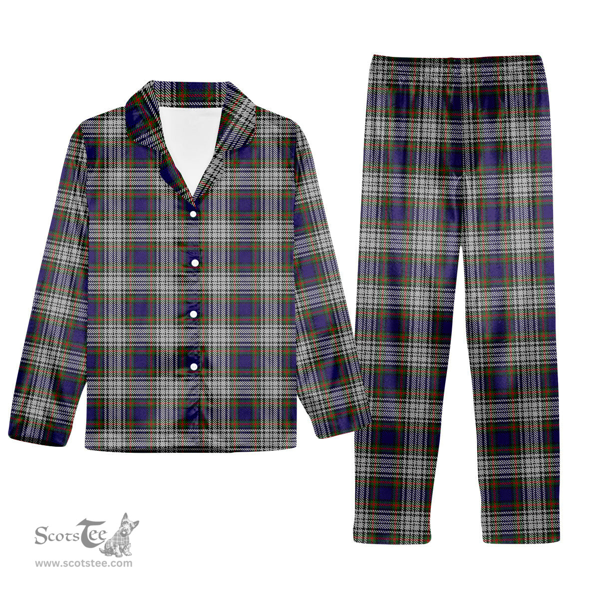 ScotsTee Shop Scottish Highfield Dress Tartan Pajama Satin Velvet Flannel Pajama Set