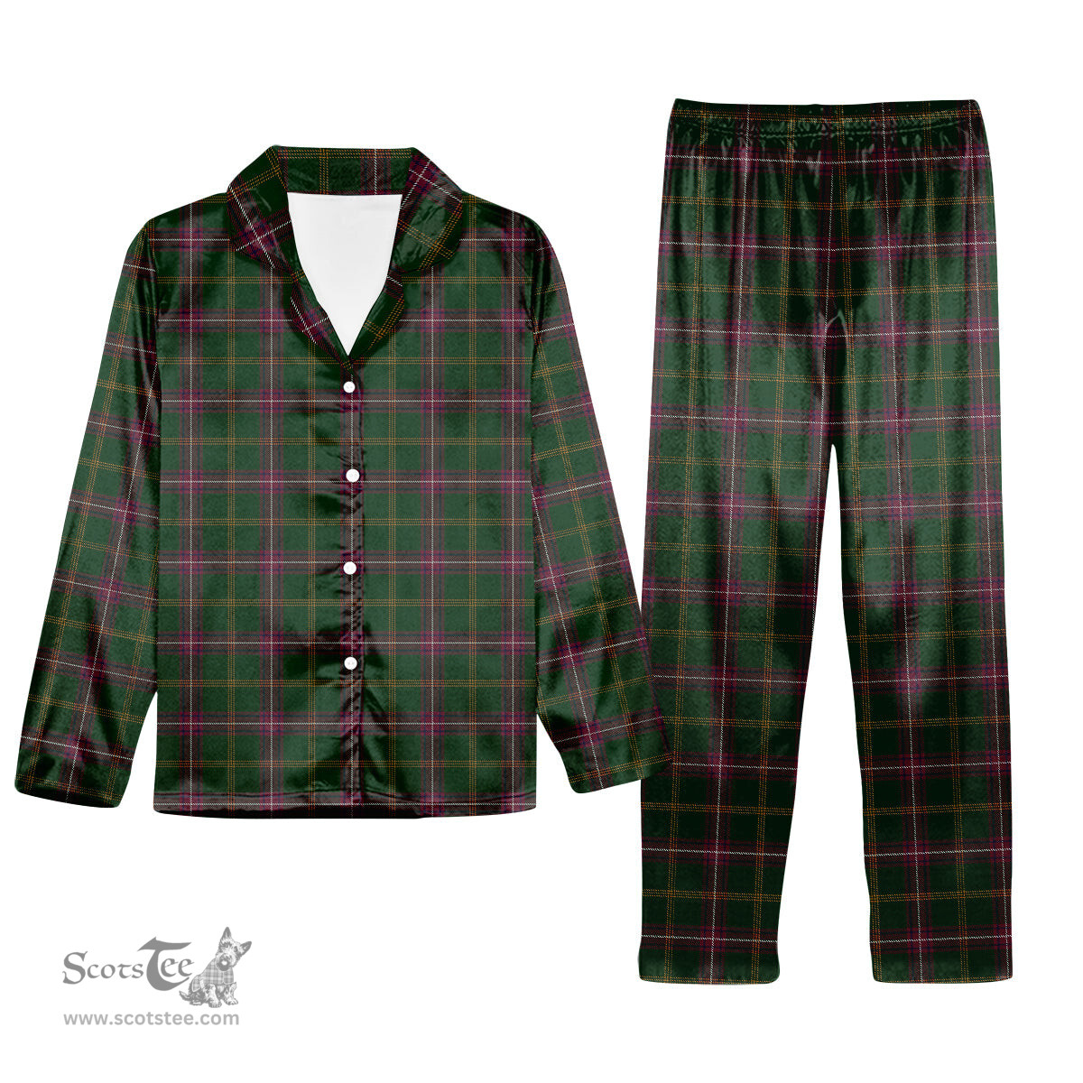 ScotsTee Shop Scottish Hall from Springbrook and Newtown Tartan Pajama Satin Velvet Flannel Pajama Set