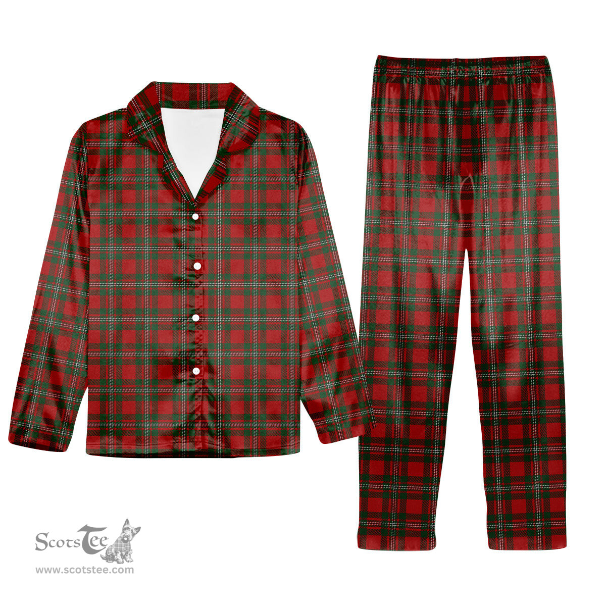 ScotsTee Shop Scottish Gregor Tartan Pajama Satin Velvet Flannel Pajama Set