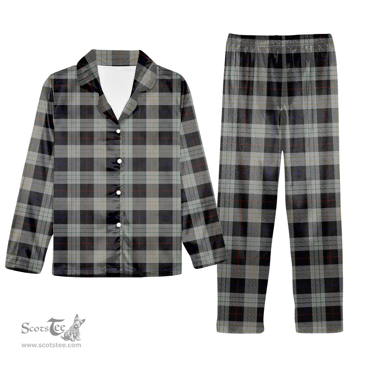 ScotsTee Shop Scottish Kinnieson Tartan Pajama Satin Velvet Flannel Pajama Set