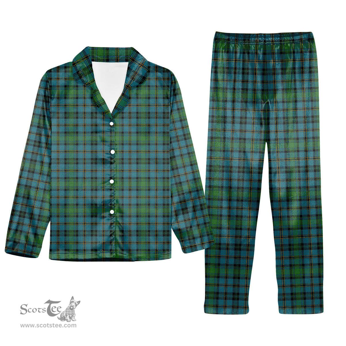 ScotsTee Shop Scottish Hope Vere Ancient Clan Tartan Pajama Satin Velvet Flannel Pajama Set
