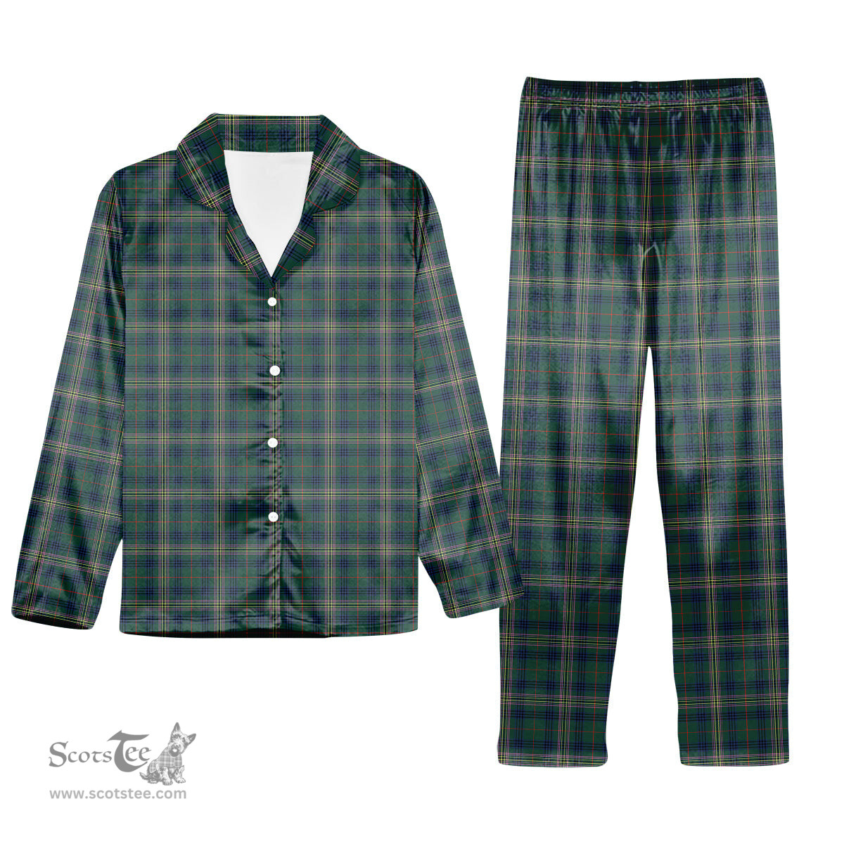 ScotsTee Shop Scottish Kennedy Modern Tartan Pajama Satin Velvet Flannel Pajama Set