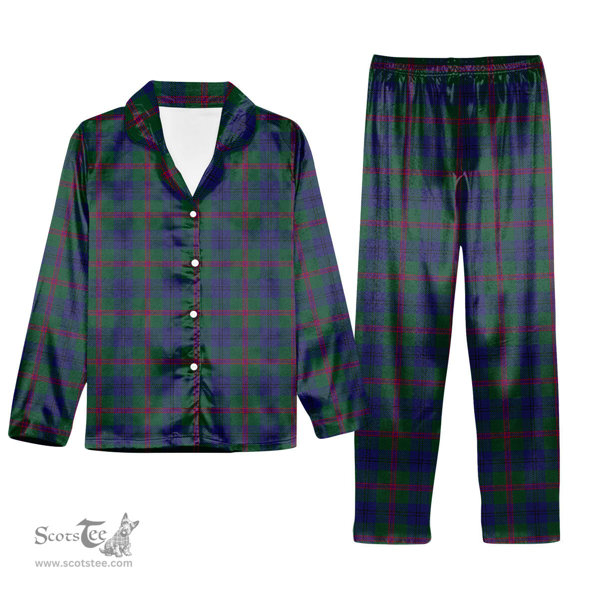ScotsTee Shop Scottish Laurie Tartan Pajama Satin Velvet Flannel Pajama Set