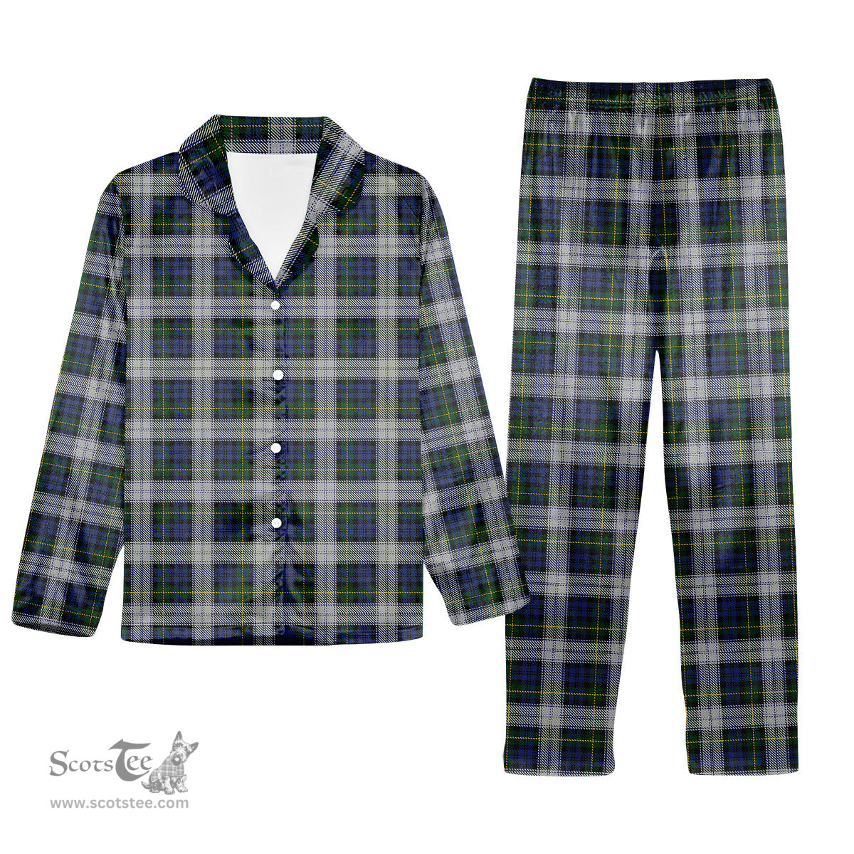 ScotsTee Shop Scottish Gordon Dress Original Tartan Pajama Satin Velvet Flannel Pajama Set