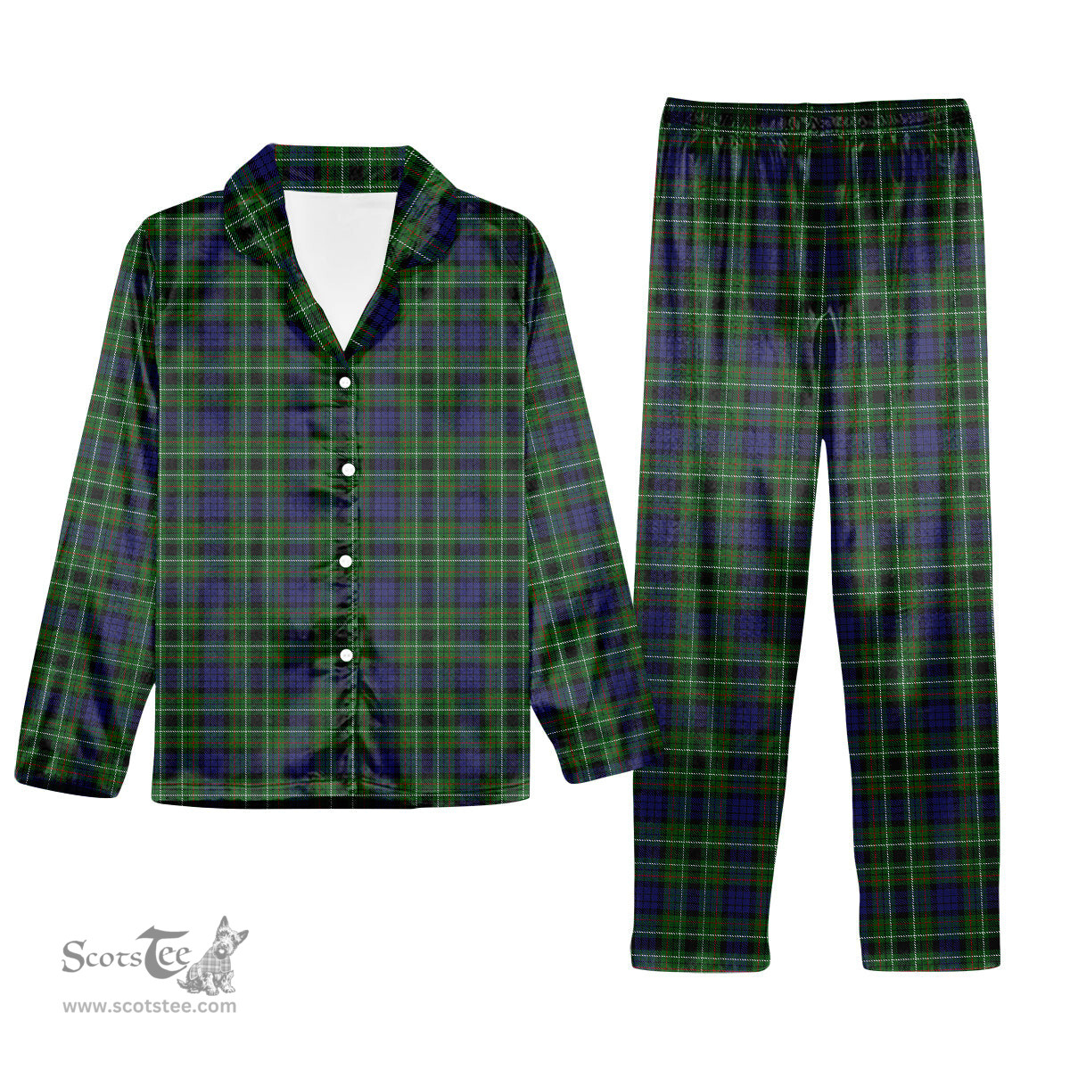 ScotsTee Shop Scottish Lloyd of Dolobran Tartan Pajama Satin Velvet Flannel Pajama Set