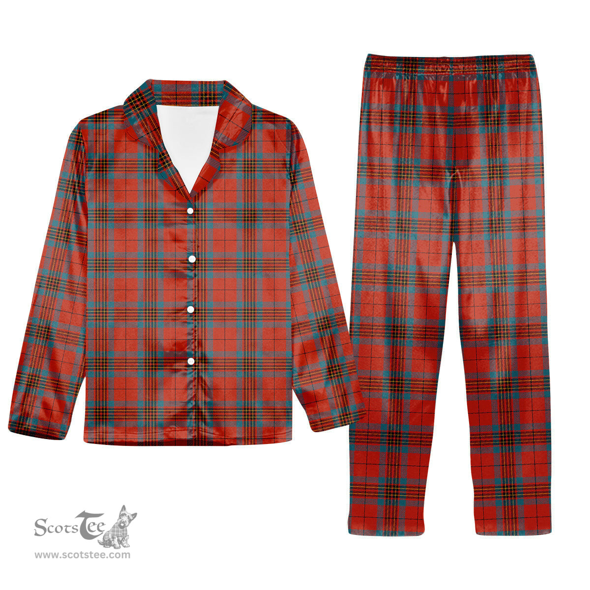 ScotsTee Shop Scottish Leslie Ancient Tartan Pajama Satin Velvet Flannel Pajama Set