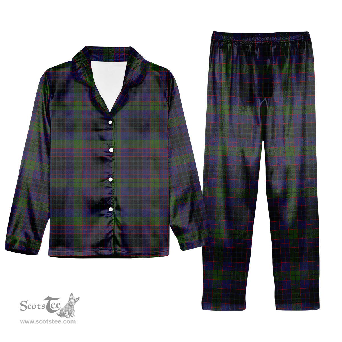 ScotsTee Shop Scottish Lumsden Hunting Tartan Pajama Satin Velvet Flannel Pajama Set
