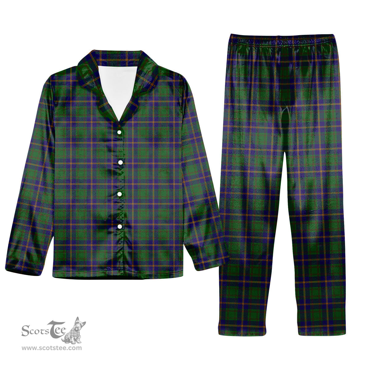 ScotsTee Shop Scottish Leatherneck Tartan Pajama Satin Velvet Flannel Pajama Set
