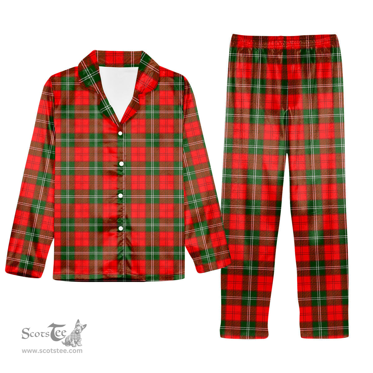 ScotsTee Shop Scottish Lennox Modern Tartan Pajama Satin Velvet Flannel Pajama Set