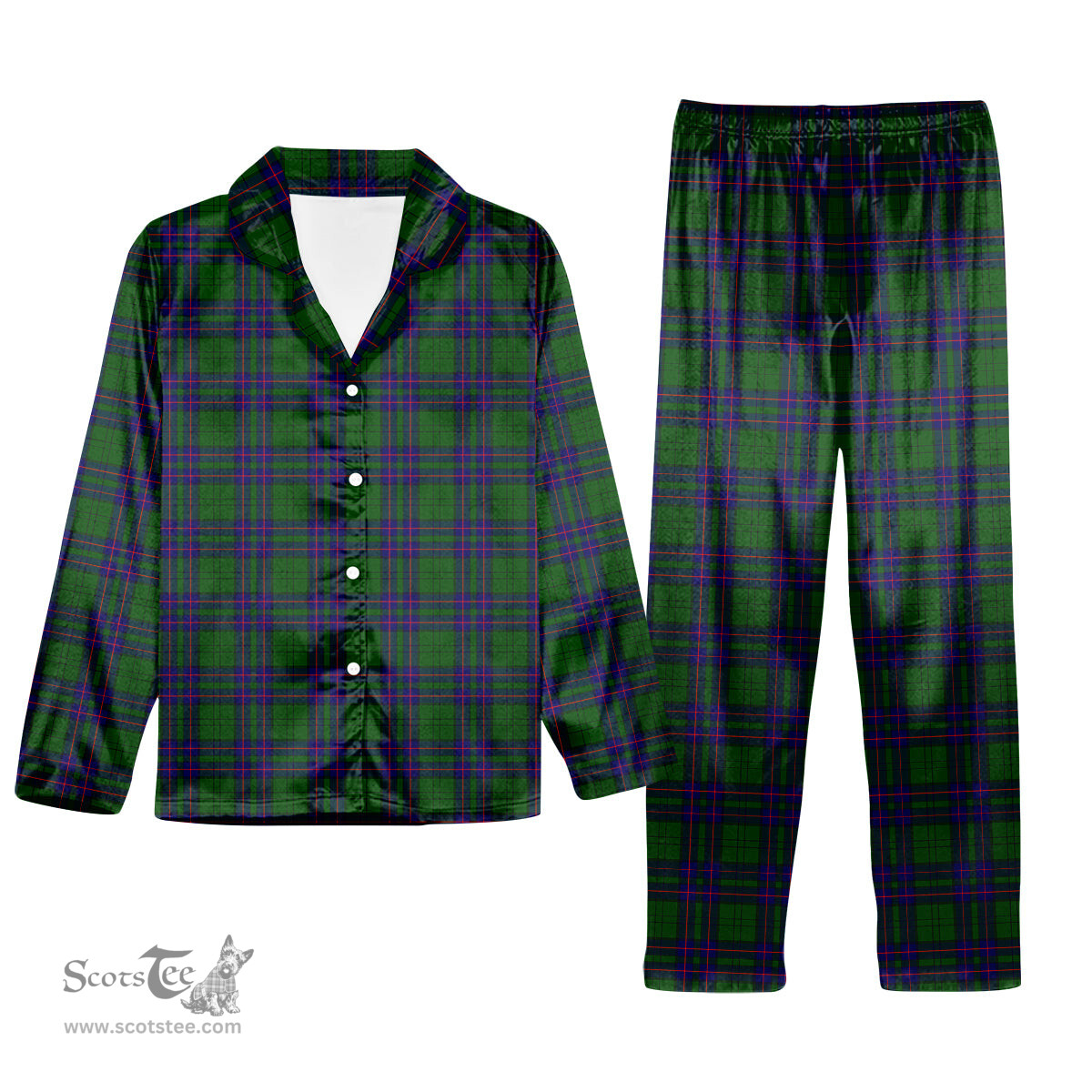 ScotsTee Shop Scottish Lockhart Modern Tartan Pajama Satin Velvet Flannel Pajama Set