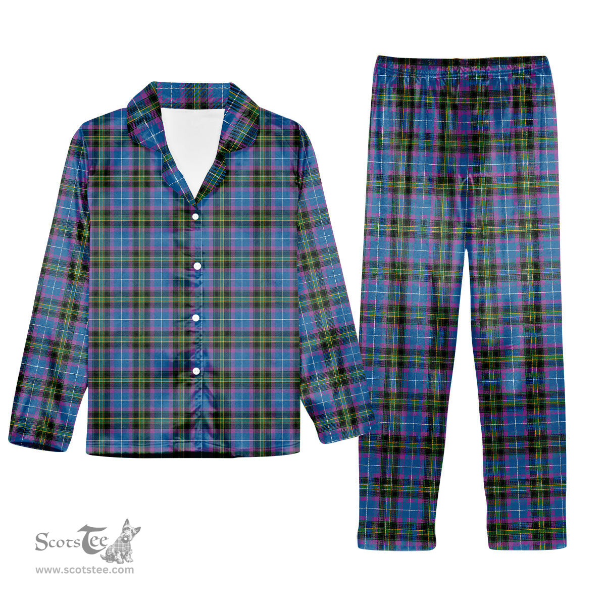 ScotsTee Shop Scottish Lang of Sherbrooke Ancient Clan Tartan Pajama Satin Velvet Flannel Pajama Set