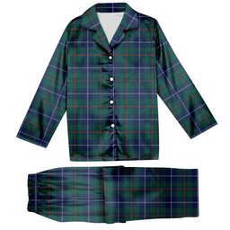 ScotsTee Shop Scottish Irvine of Bonshaw Tower Modern Tartan Pajama Satin Velvet Flannel Pajama Set