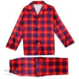 ScotsTee Shop Scottish Hamilton Modern Tartan Pajama Satin Velvet Flannel Pajama Set