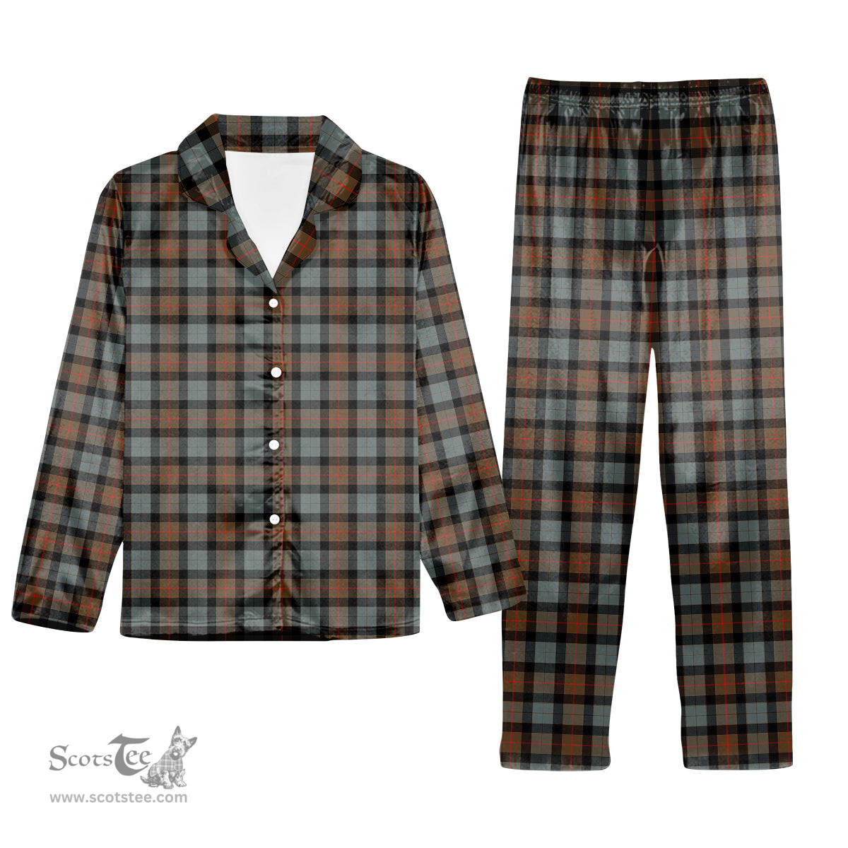 ScotsTee Shop Scottish Gunn Weathered Tartan Pajama Satin Velvet Flannel Pajama Set
