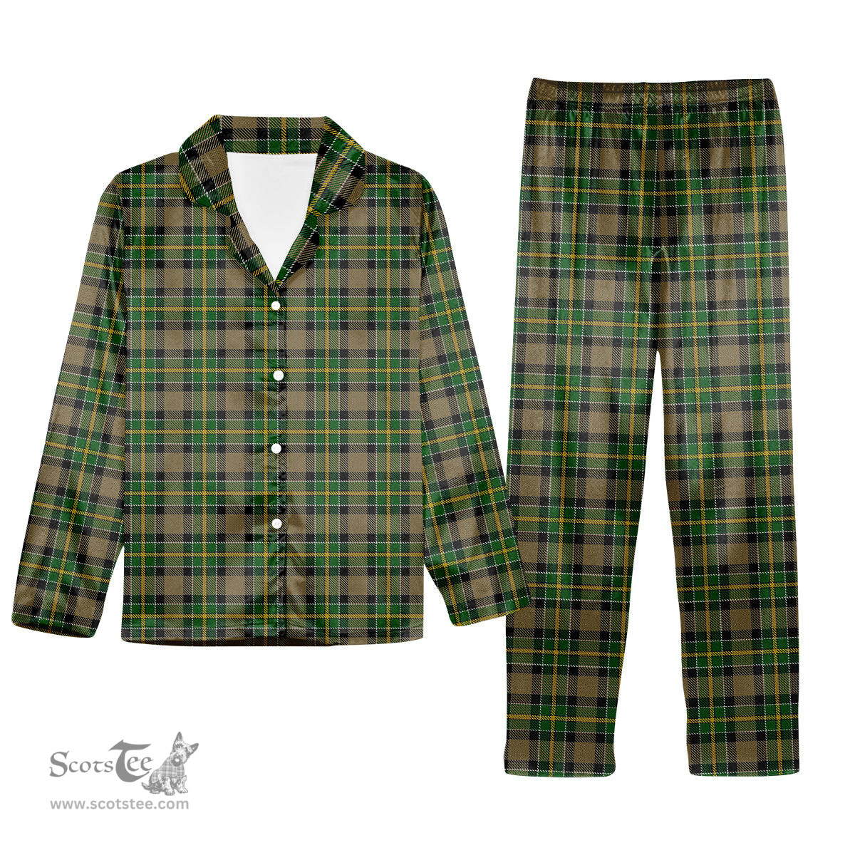 ScotsTee Shop Scottish Hamilton of Brandon Tartan Pajama Satin Velvet Flannel Pajama Set