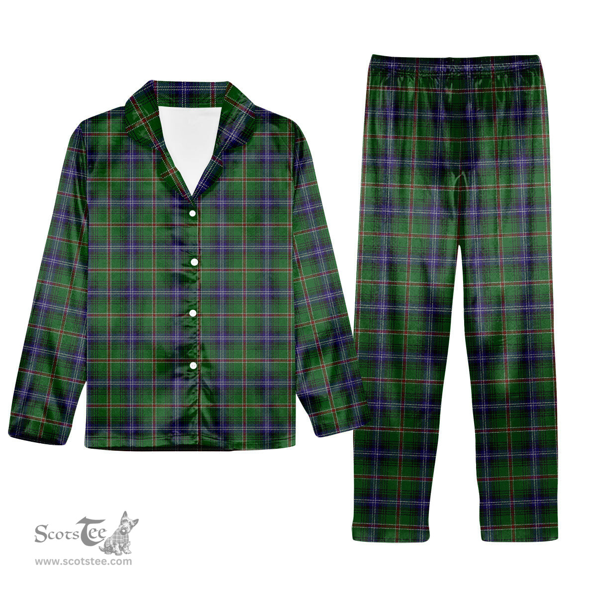 ScotsTee Shop Scottish Kerby Tartan Pajama Satin Velvet Flannel Pajama Set