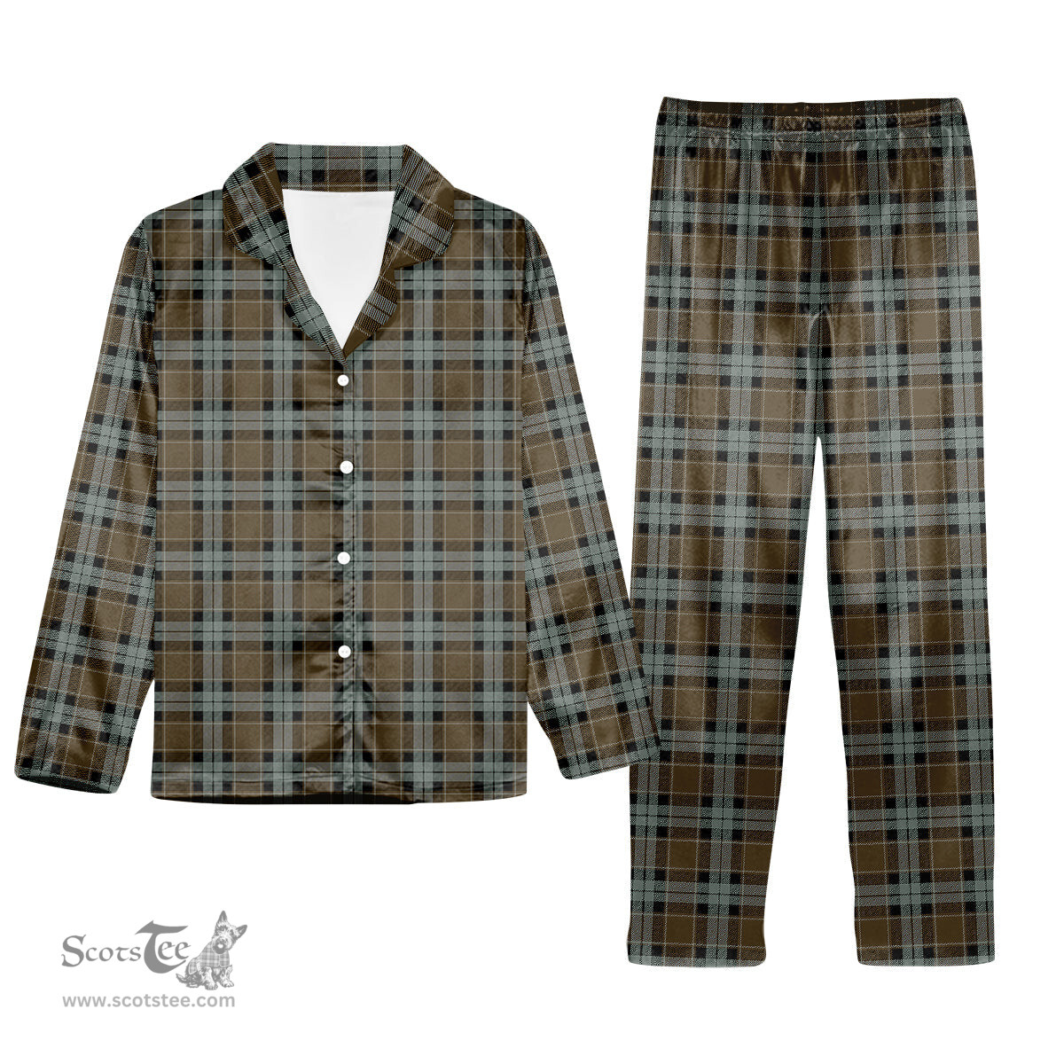 ScotsTee Shop Scottish Graham of Menteith Weathered Tartan Pajama Satin Velvet Flannel Pajama Set