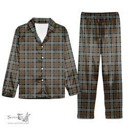 ScotsTee Shop Scottish Graham of Menteith Weathered Tartan Pajama Satin Velvet Flannel Pajama Set