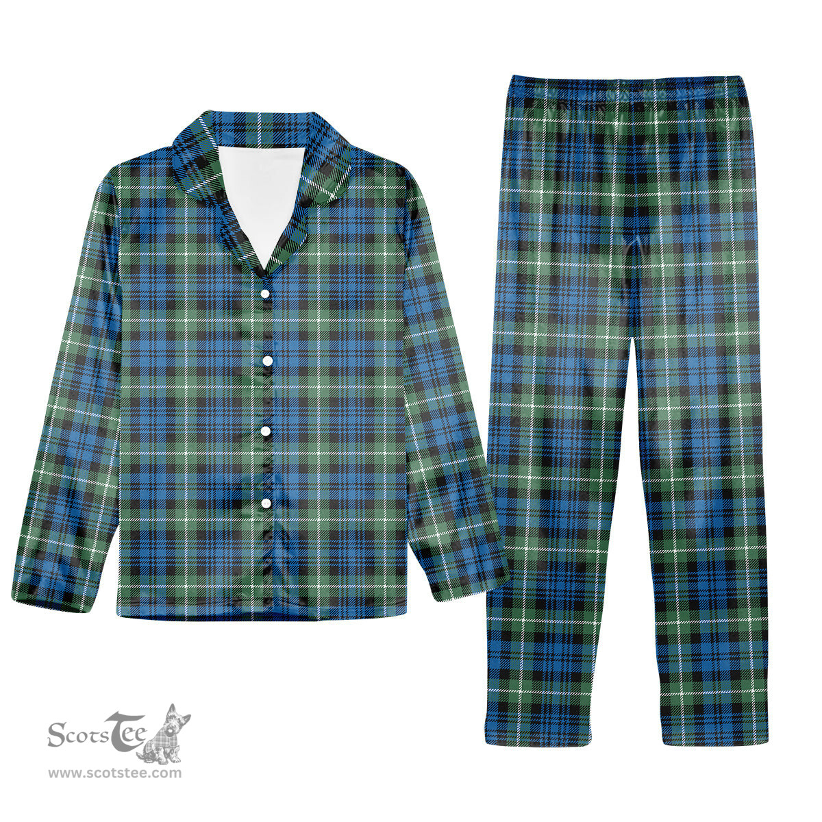 ScotsTee Shop Scottish Lamont Ancient Tartan Pajama Satin Velvet Flannel Pajama Set