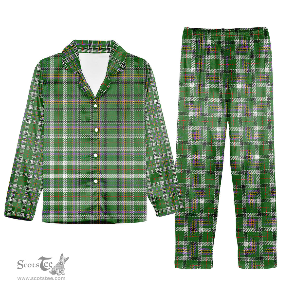 ScotsTee Shop Scottish Kennedy Ancient Clan Tartan Pajama Satin Velvet Flannel Pajama Set