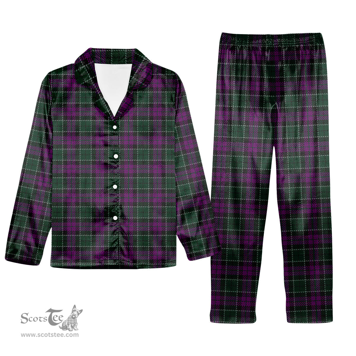 ScotsTee Shop Scottish Lennie Tartan Pajama Satin Velvet Flannel Pajama Set