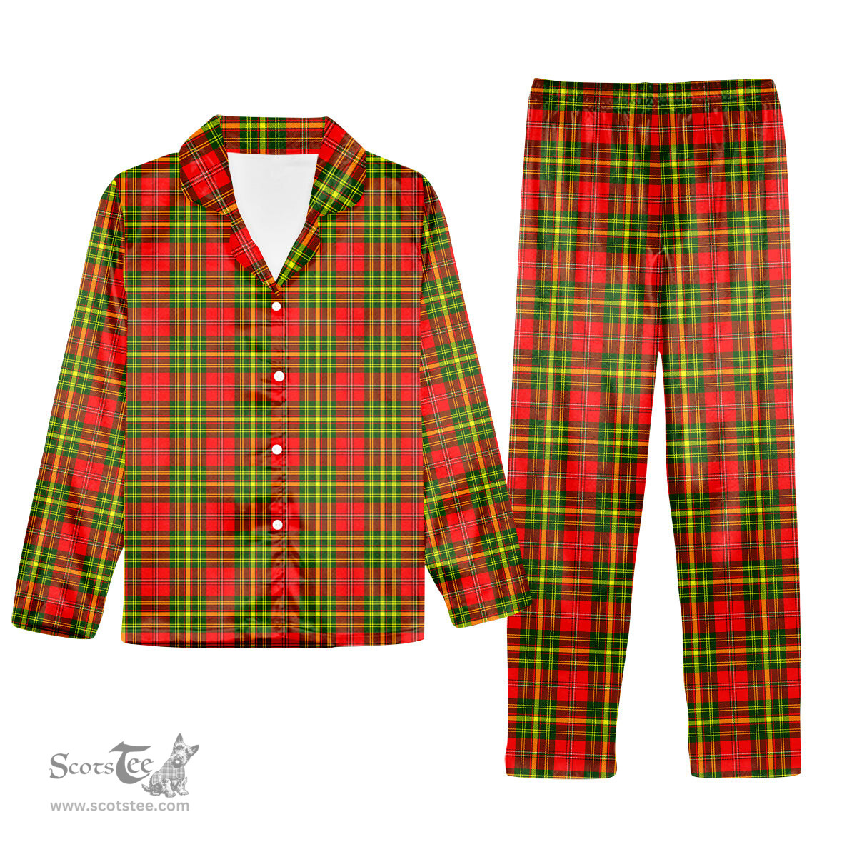 ScotsTee Shop Scottish Leask SC Tartan Pajama Satin Velvet Flannel Pajama Set