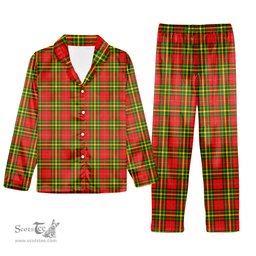 ScotsTee Shop Scottish Leask SC Tartan Pajama Satin Velvet Flannel Pajama Set