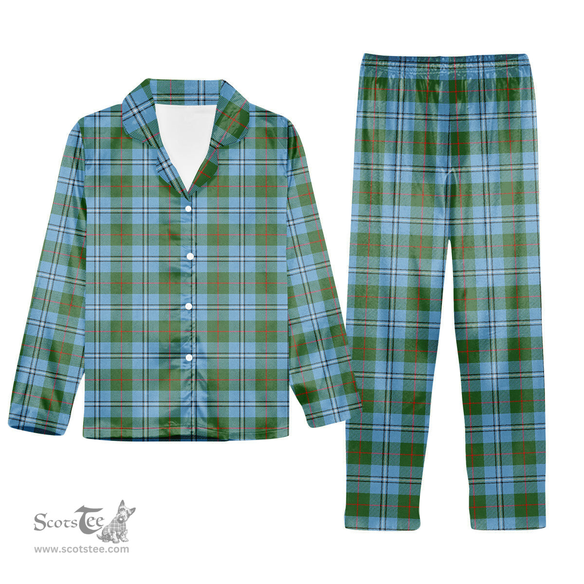 ScotsTee Shop Scottish Irvine of Glentulchan Modern Tartan Pajama Satin Velvet Flannel Pajama Set