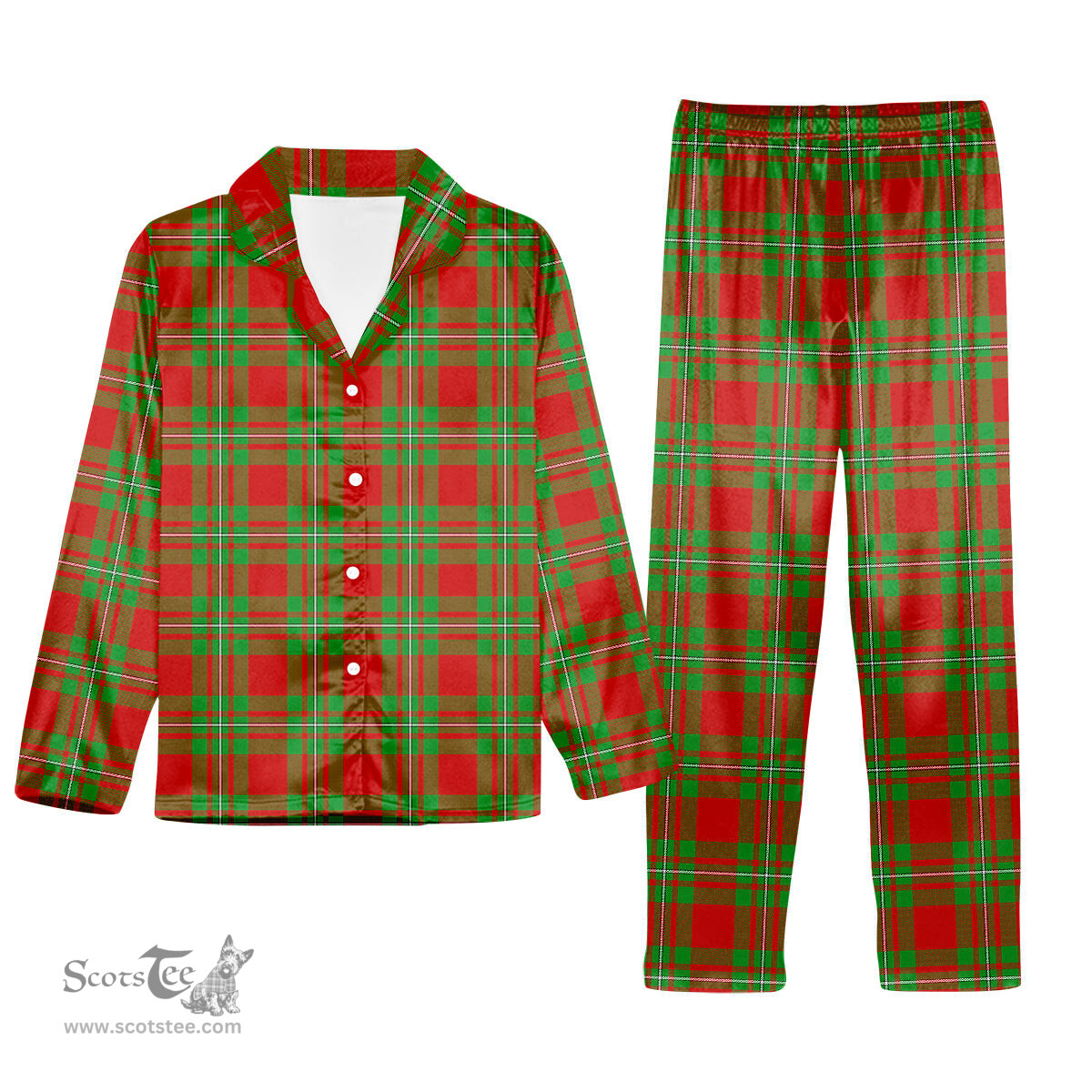 ScotsTee Shop Scottish Gregor Modern Tartan Pajama Satin Velvet Flannel Pajama Set