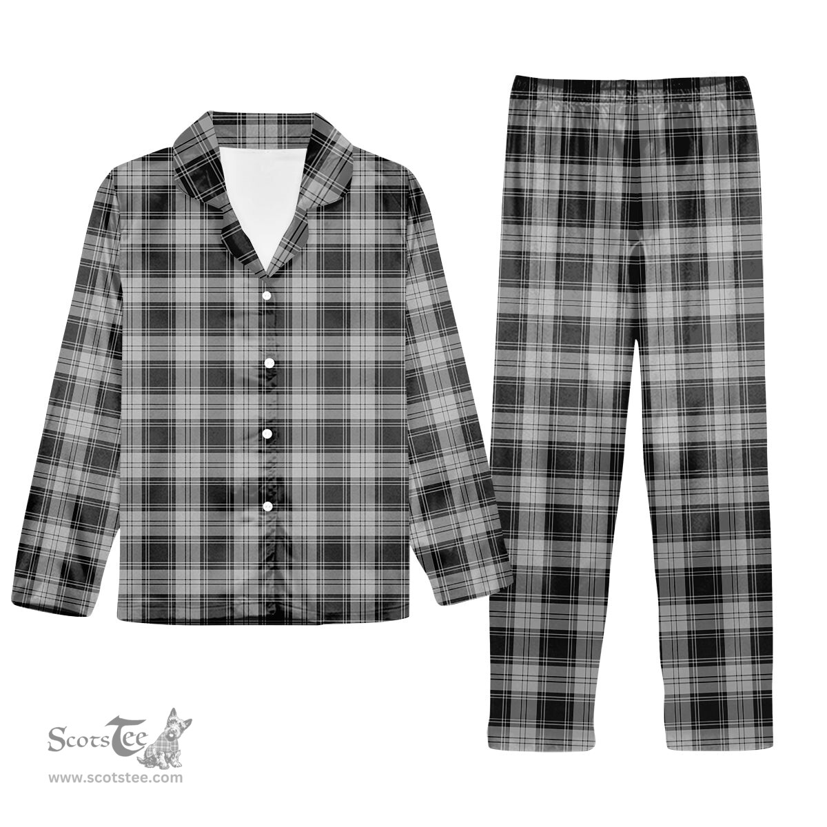 ScotsTee Shop Scottish Glen Tartan Pajama Satin Velvet Flannel Pajama Set