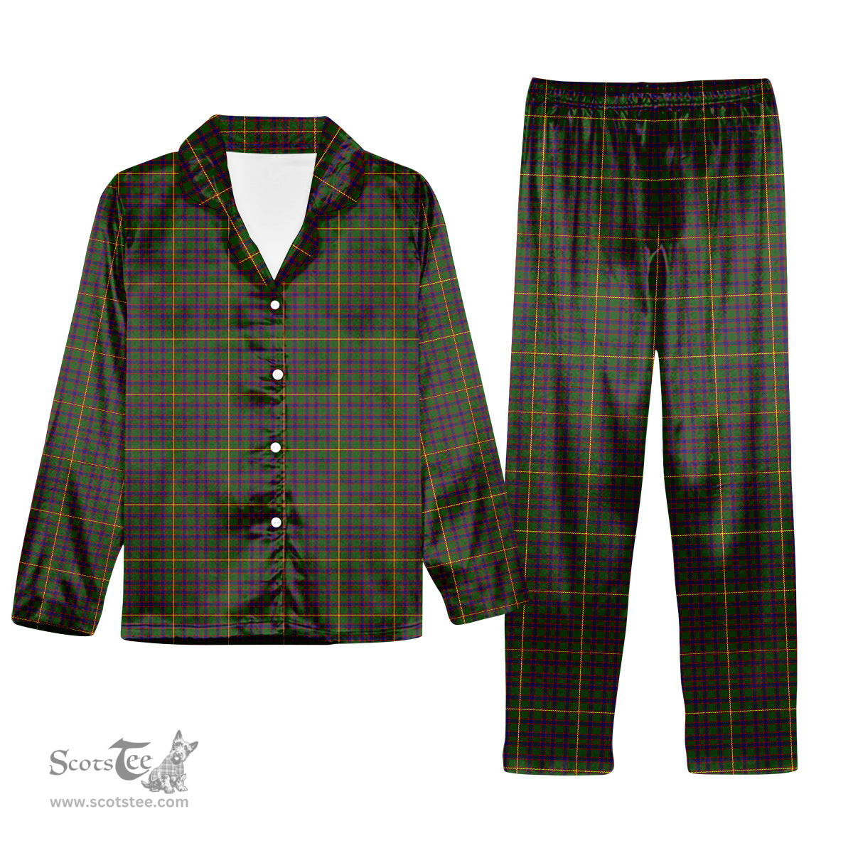ScotsTee Shop Scottish Hall Tartan Pajama Satin Velvet Flannel Pajama Set