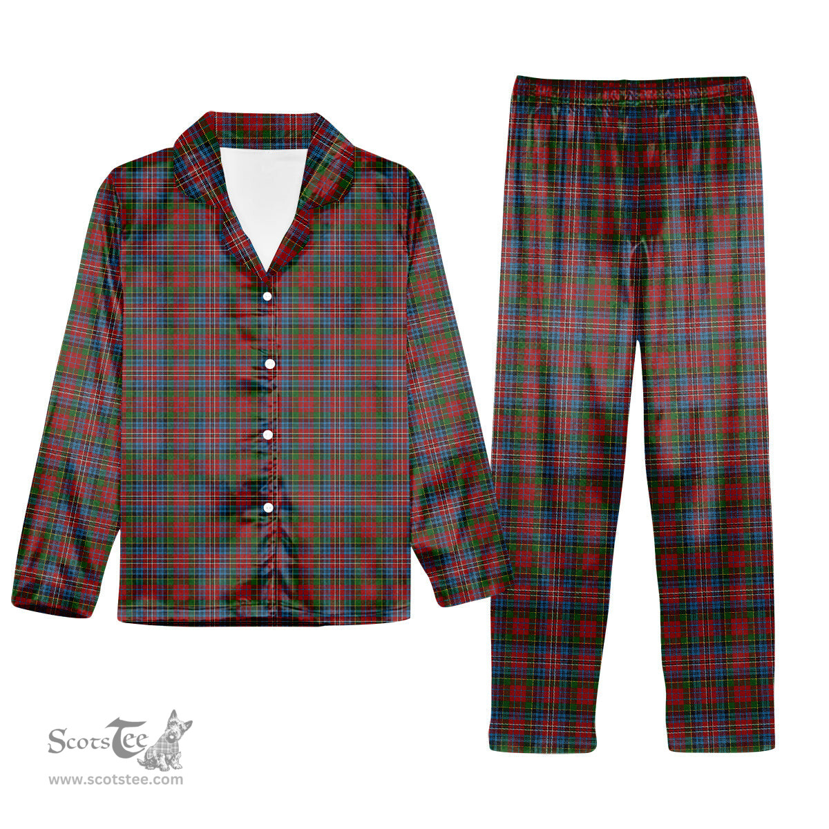 ScotsTee Shop Scottish Kidd Tartan Pajama Satin Velvet Flannel Pajama Set