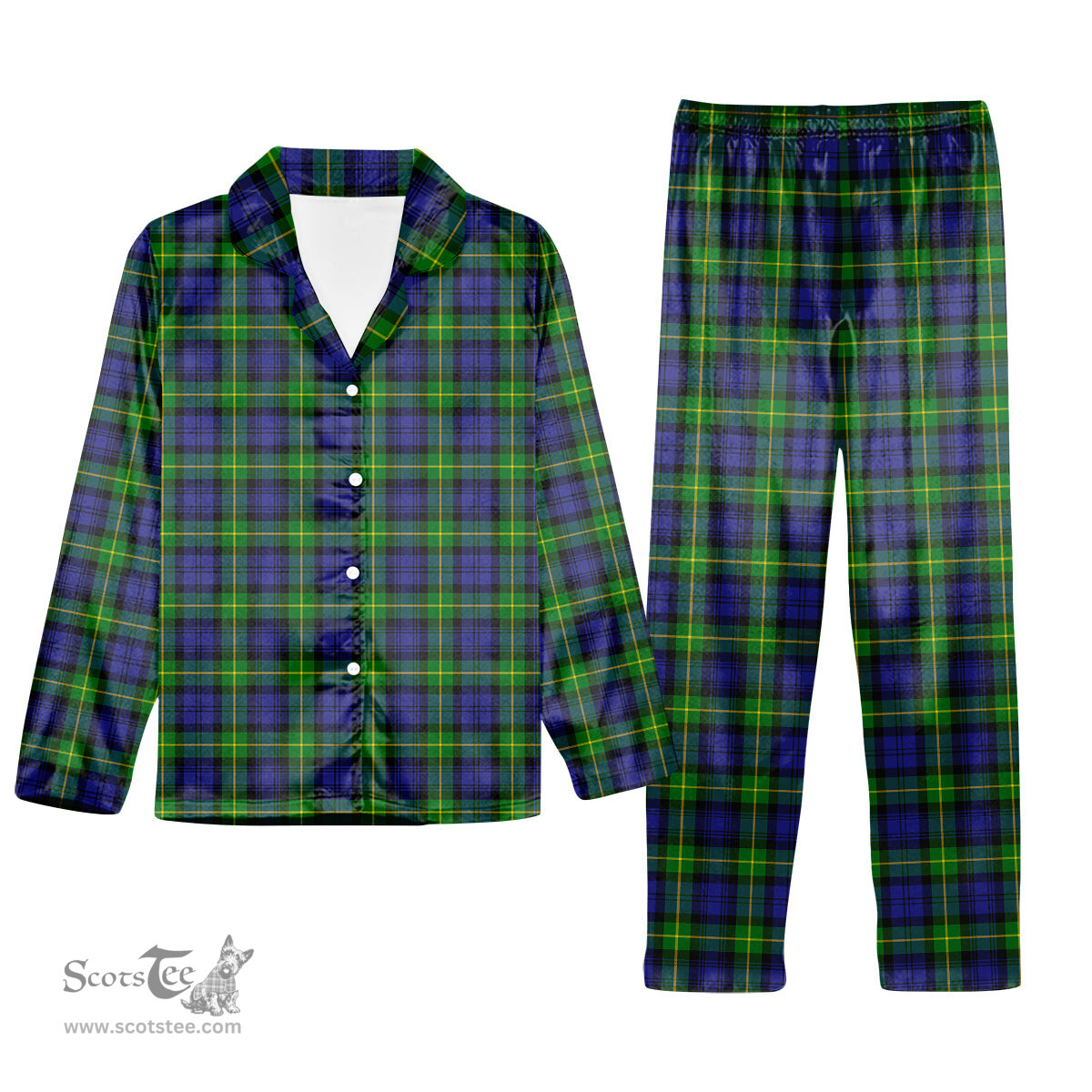 ScotsTee Shop Scottish Gordon Modern Tartan Pajama Satin Velvet Flannel Pajama Set