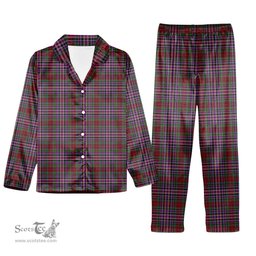 ScotsTee Shop Scottish Gordon Red 1819 Tartan Pajama Satin Velvet Flannel Pajama Set
