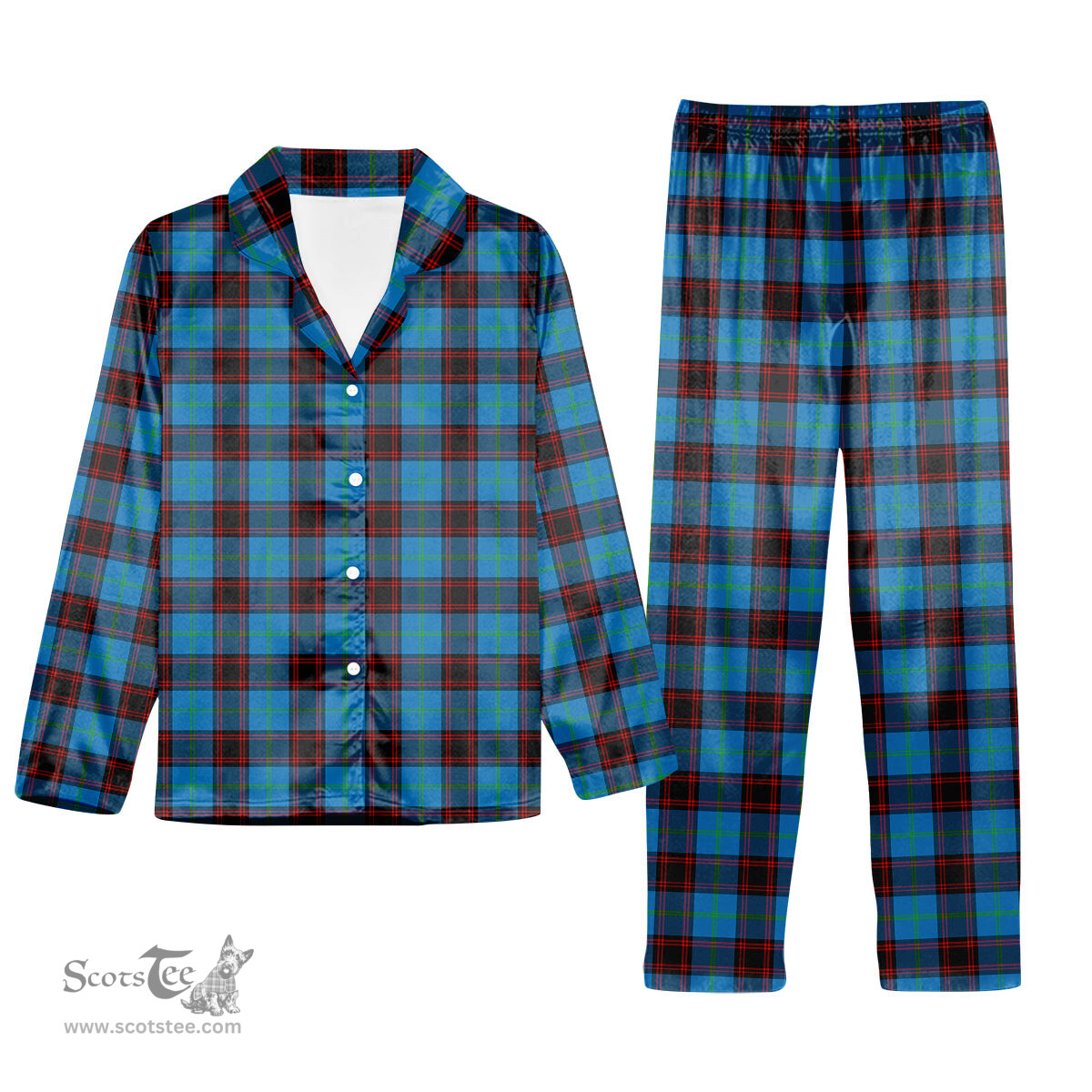 ScotsTee Shop Scottish Hume Ancient Tartan Pajama Satin Velvet Flannel Pajama Set