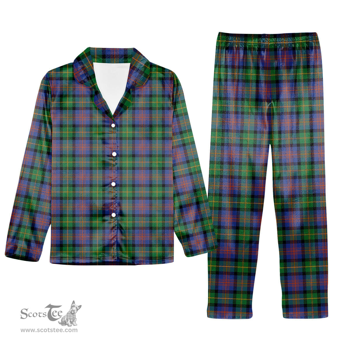 ScotsTee Shop Scottish Logan Ancient Tartan Pajama Satin Velvet Flannel Pajama Set