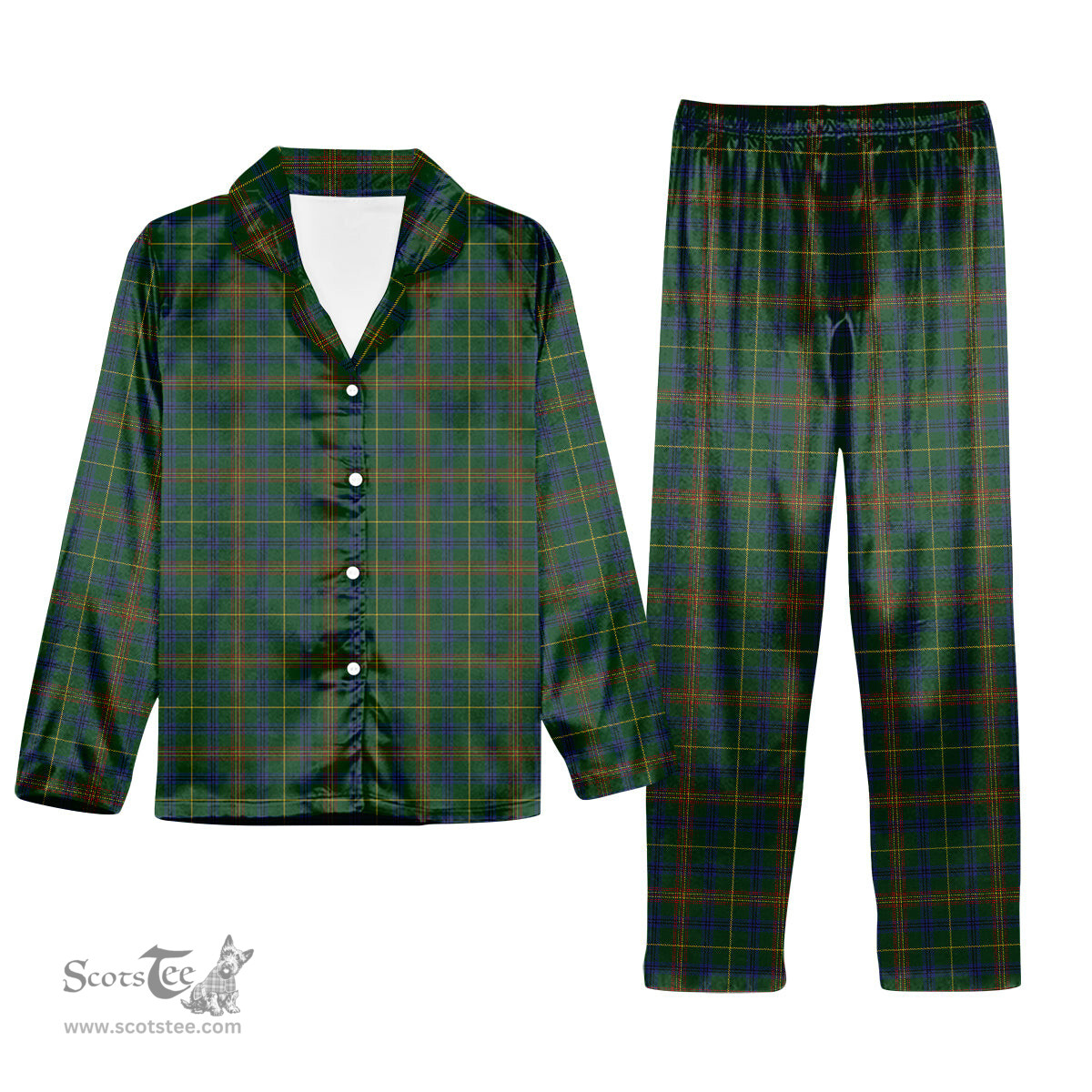 ScotsTee Shop Scottish Kennedy 2 Tartan Pajama Satin Velvet Flannel Pajama Set