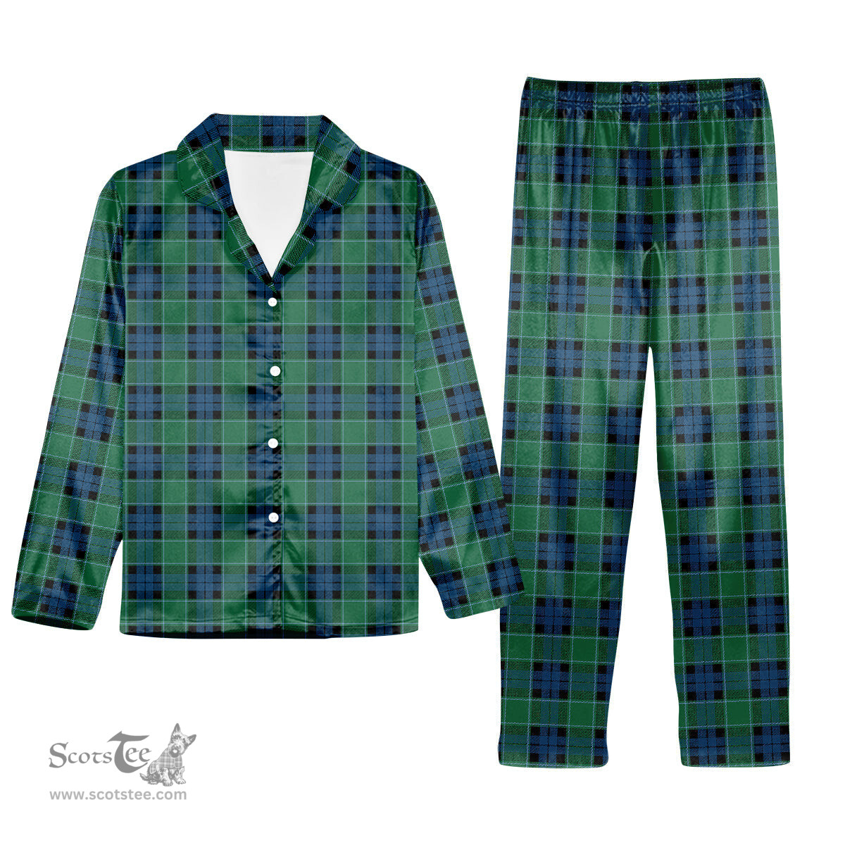 ScotsTee Shop Scottish Graham of Menteith Ancient Tartan Pajama Satin Velvet Flannel Pajama Set