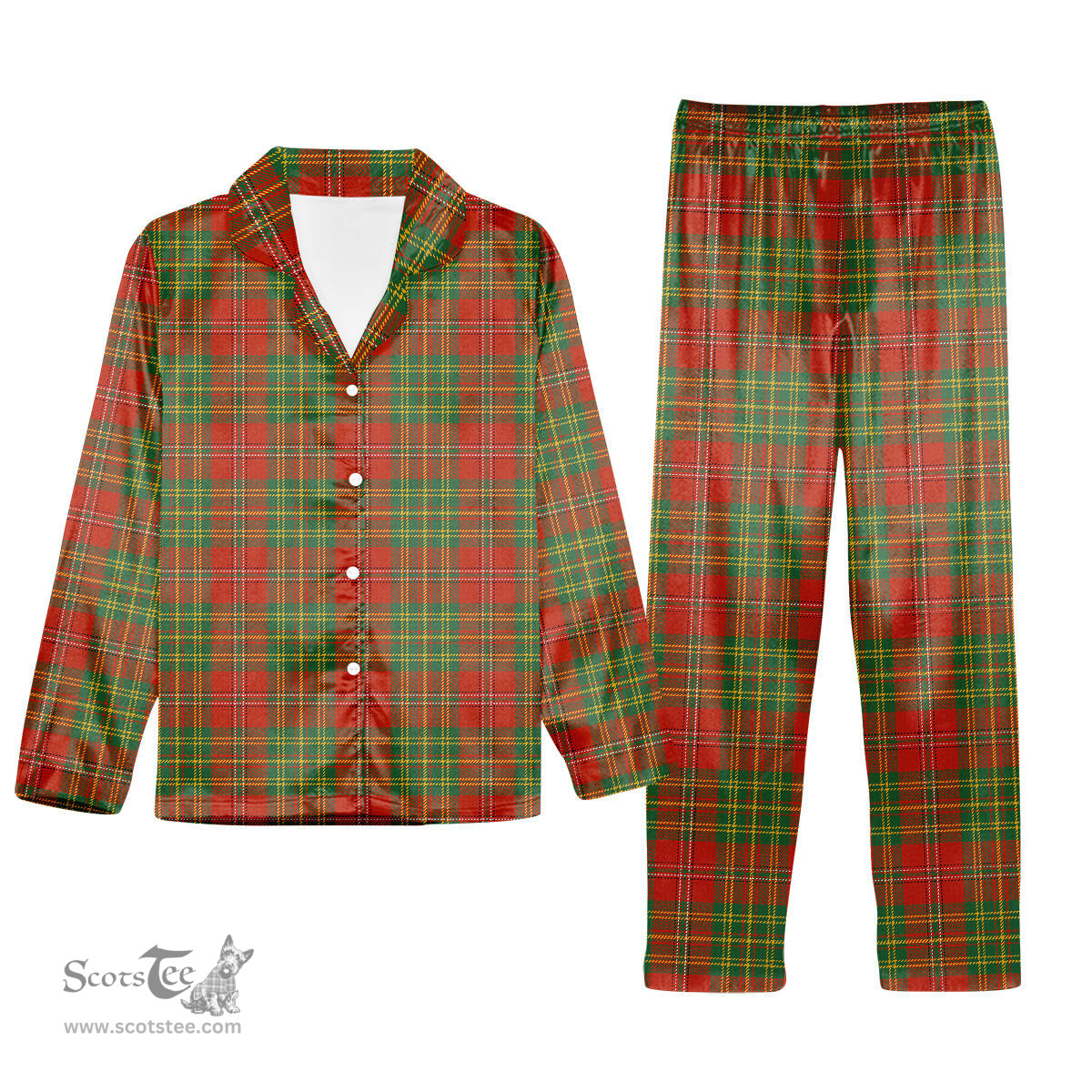 ScotsTee Shop Scottish Leask Ancient Tartan Pajama Satin Velvet Flannel Pajama Set