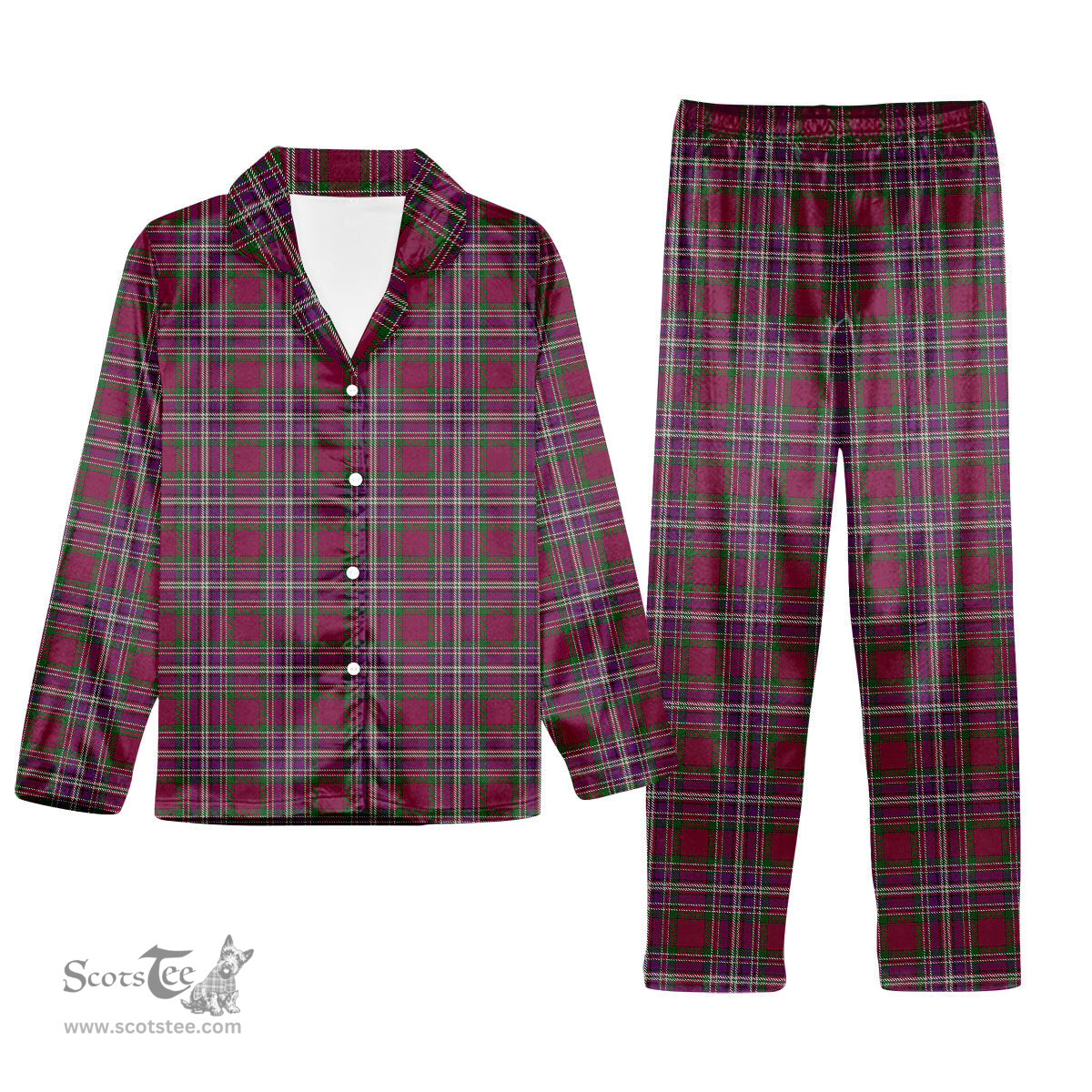 ScotsTee Shop Scottish Lendrum Lyon version Tartan Pajama Satin Velvet Flannel Pajama Set