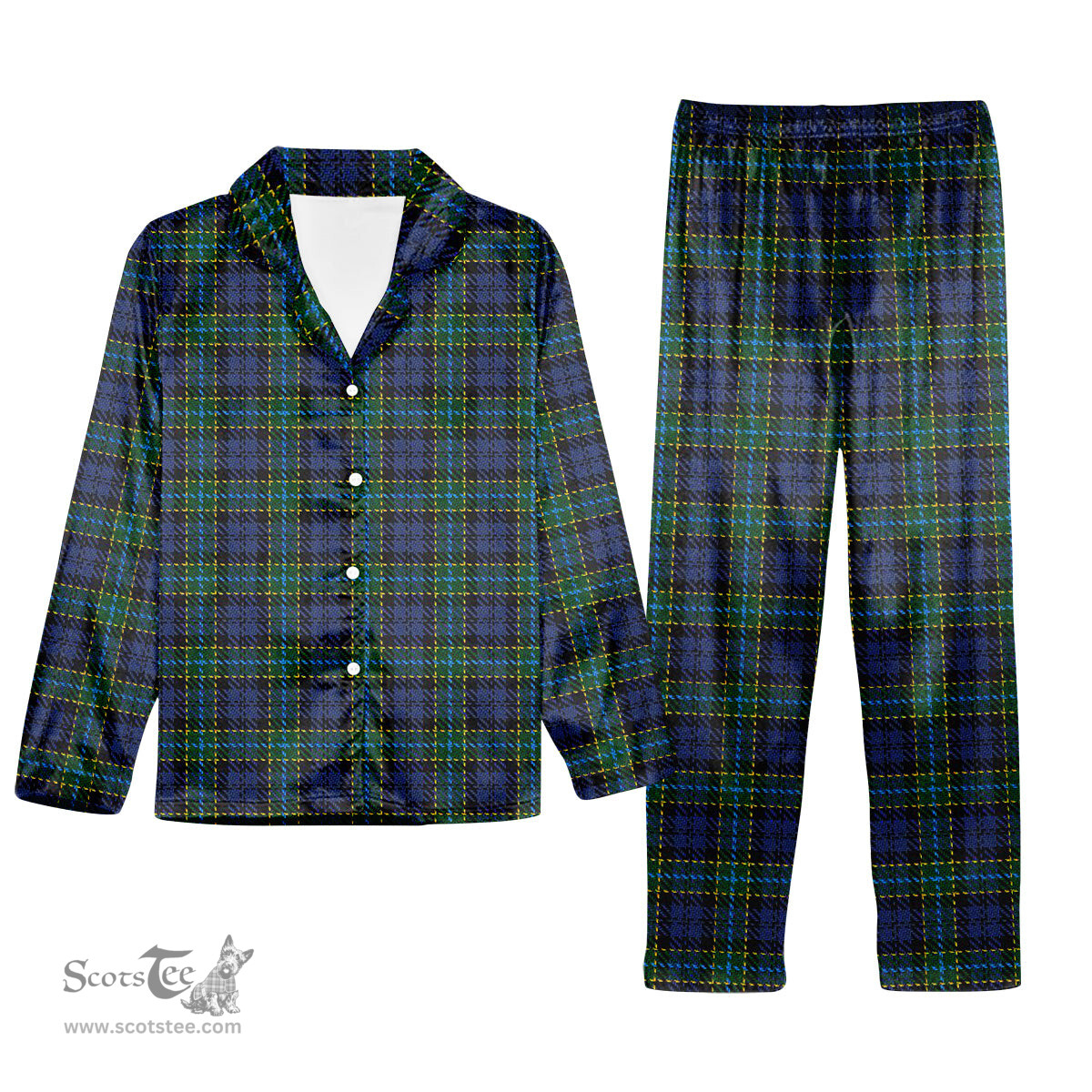 ScotsTee Shop Scottish Hogarth of Firhill 2 Tartan Pajama Satin Velvet Flannel Pajama Set