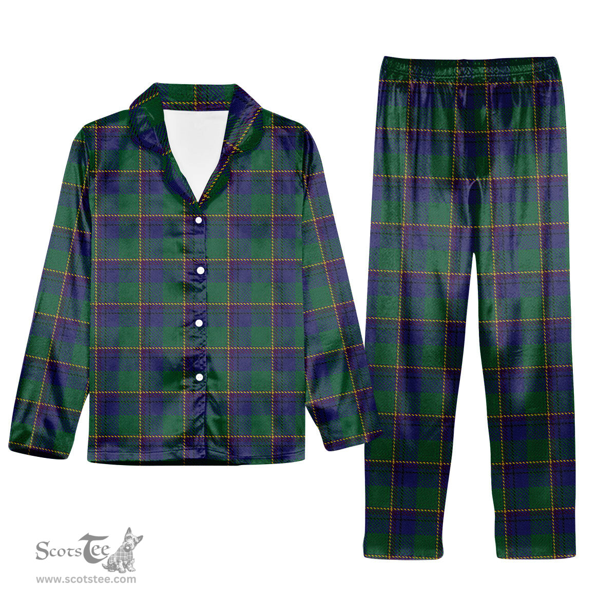ScotsTee Shop Scottish Lowry Tartan Pajama Satin Velvet Flannel Pajama Set