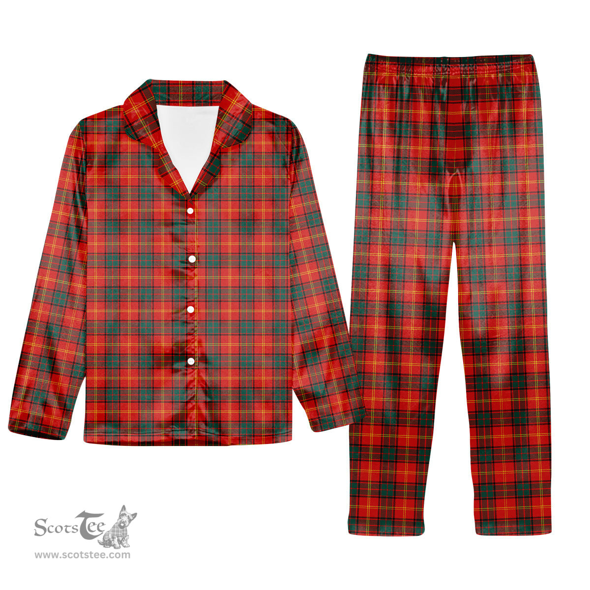 ScotsTee Shop Scottish Kirk Modern Tartan Pajama Satin Velvet Flannel Pajama Set
