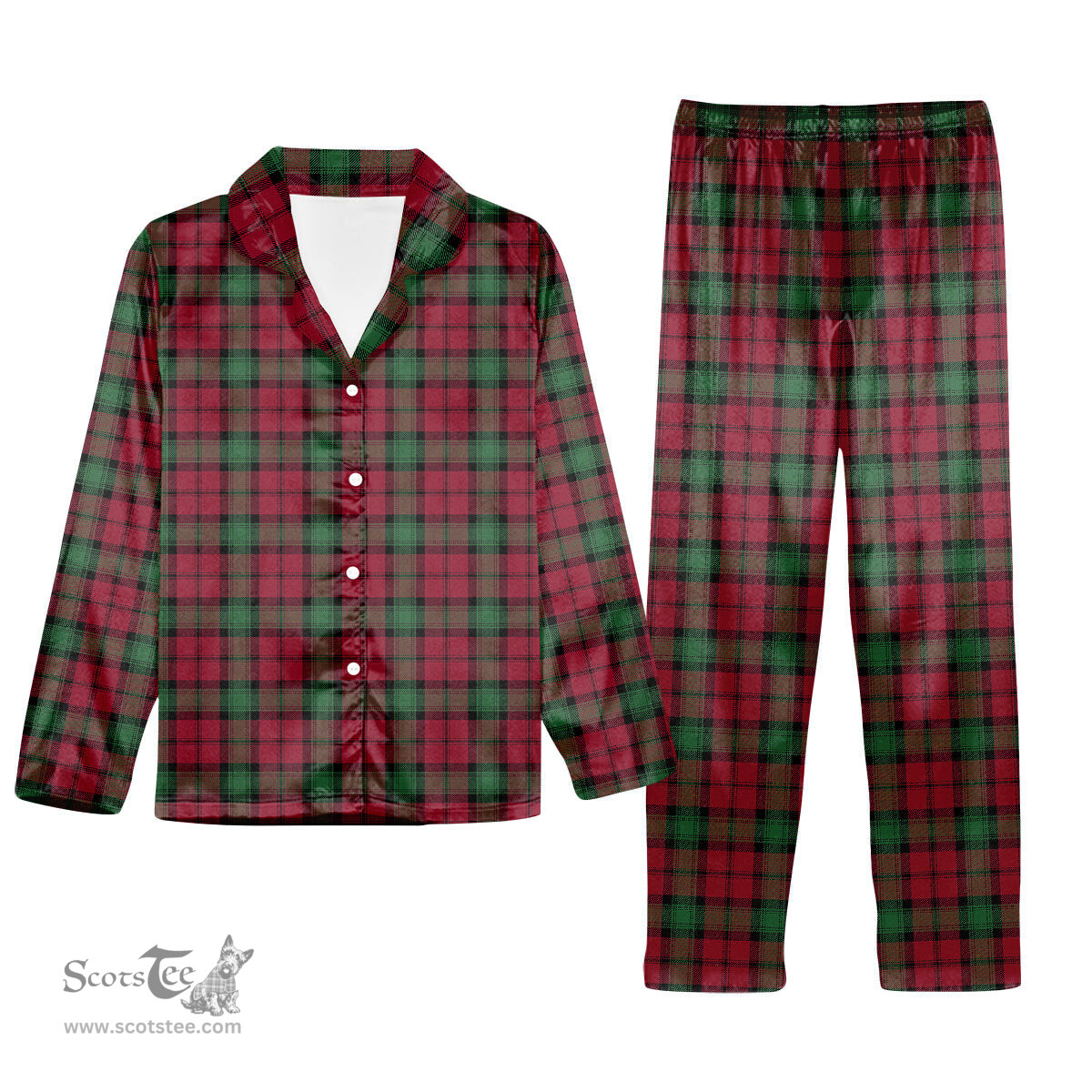 ScotsTee Shop Scottish Kerr Modern Clan Tartan Pajama Satin Velvet Flannel Pajama Set