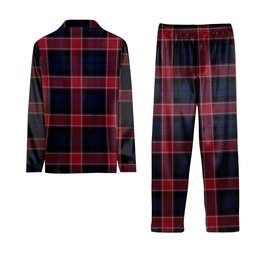 ScotsTee Shop Scottish Graham of Menteith Red Modern Tartan Pajama Satin Velvet Flannel Pajama Set